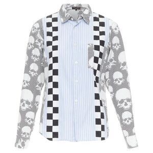 Pre Loved Comme Des Garcons Vintage Patterned Long Sleeve Shirt Men blue | blue